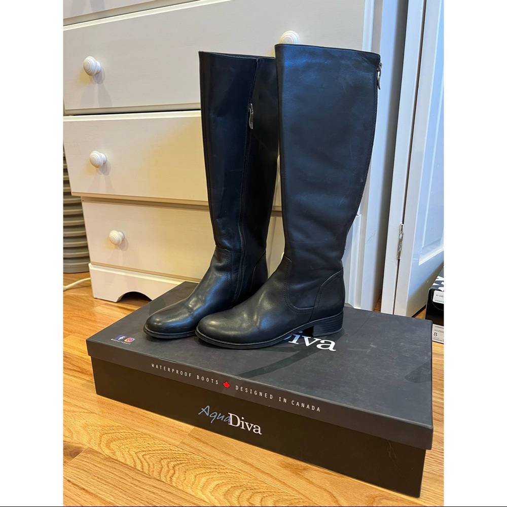 Aqua Diva Black Leather Boots
